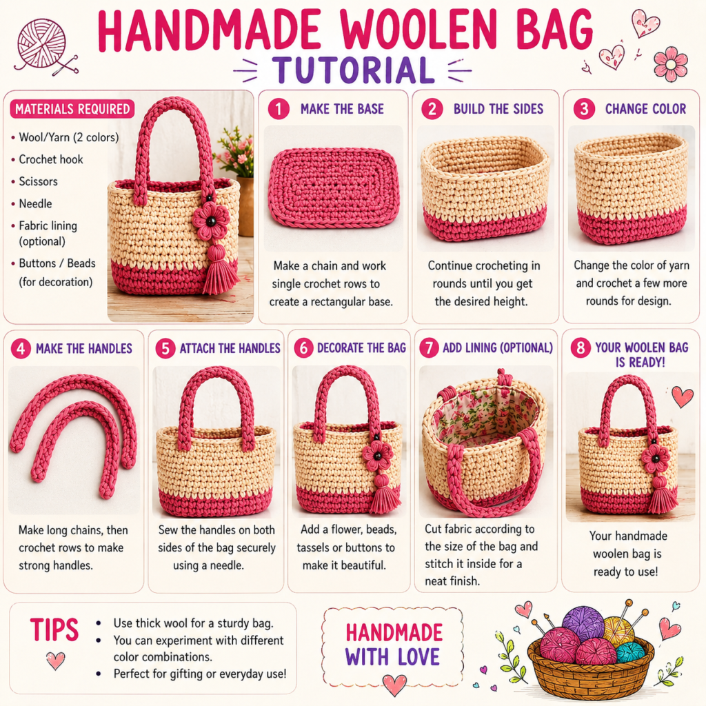 Handmade Woolen Bag Tutorials
